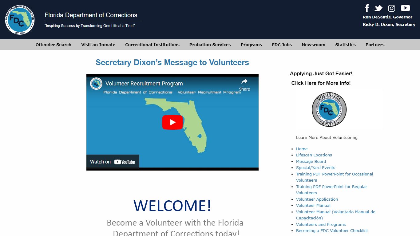 Florida Department of Corrections -- Become A Volunteer
